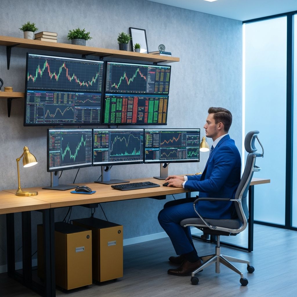 Nowoczesne technologie tradingowe - ekrany z wykresami finansowymi