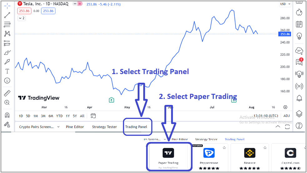How to start Paper trading on tradingview.com